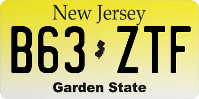 NJ license plate B63ZTF