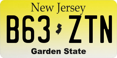 NJ license plate B63ZTN