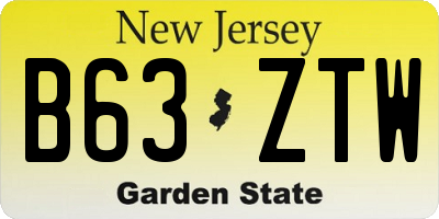 NJ license plate B63ZTW
