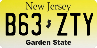 NJ license plate B63ZTY