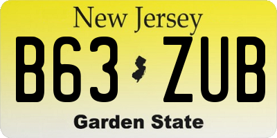 NJ license plate B63ZUB