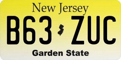 NJ license plate B63ZUC