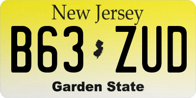 NJ license plate B63ZUD
