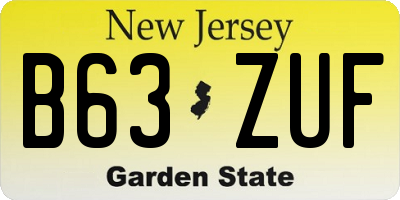 NJ license plate B63ZUF