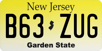 NJ license plate B63ZUG