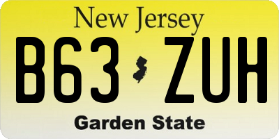 NJ license plate B63ZUH