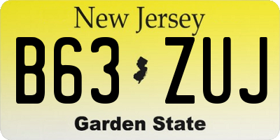 NJ license plate B63ZUJ