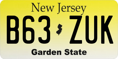 NJ license plate B63ZUK