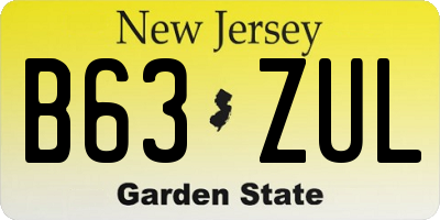 NJ license plate B63ZUL