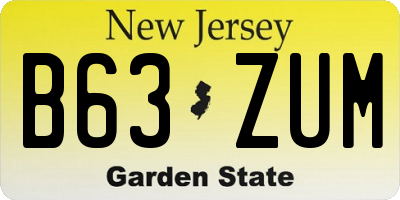 NJ license plate B63ZUM