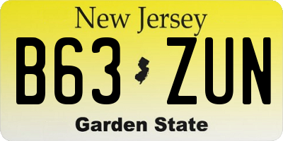 NJ license plate B63ZUN