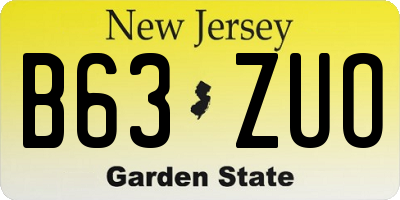 NJ license plate B63ZUO