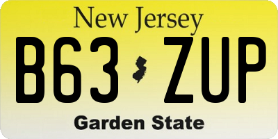 NJ license plate B63ZUP
