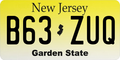 NJ license plate B63ZUQ