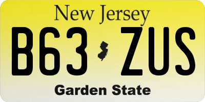 NJ license plate B63ZUS
