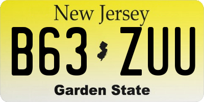 NJ license plate B63ZUU