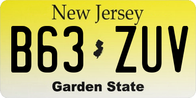 NJ license plate B63ZUV