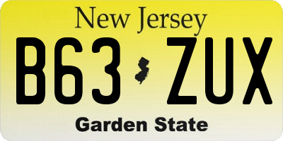 NJ license plate B63ZUX
