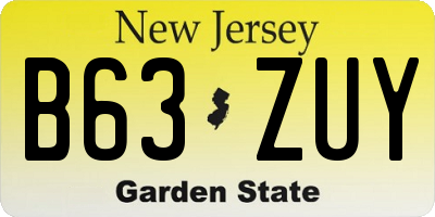 NJ license plate B63ZUY