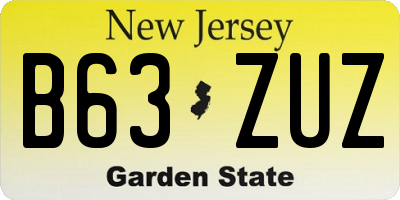 NJ license plate B63ZUZ