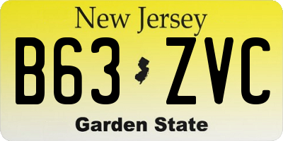 NJ license plate B63ZVC