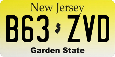 NJ license plate B63ZVD