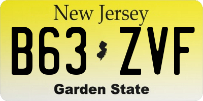 NJ license plate B63ZVF