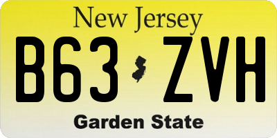NJ license plate B63ZVH