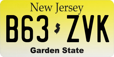 NJ license plate B63ZVK