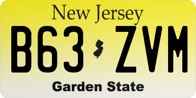 NJ license plate B63ZVM