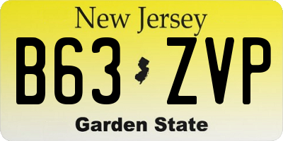 NJ license plate B63ZVP