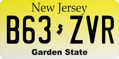 NJ license plate B63ZVR