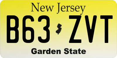 NJ license plate B63ZVT