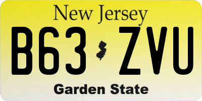 NJ license plate B63ZVU