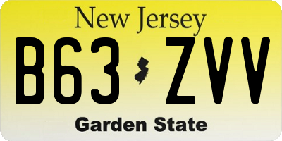 NJ license plate B63ZVV