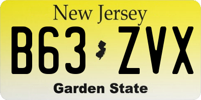 NJ license plate B63ZVX