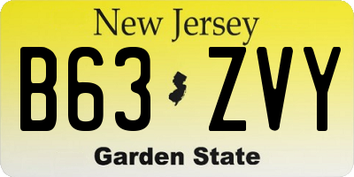 NJ license plate B63ZVY