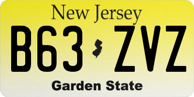 NJ license plate B63ZVZ