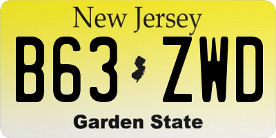 NJ license plate B63ZWD