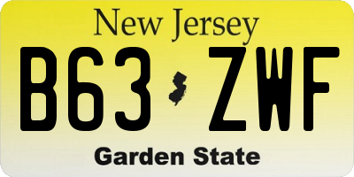 NJ license plate B63ZWF