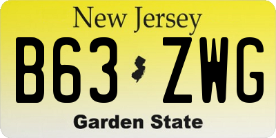 NJ license plate B63ZWG