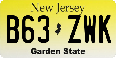 NJ license plate B63ZWK