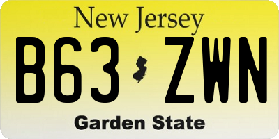 NJ license plate B63ZWN