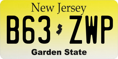 NJ license plate B63ZWP