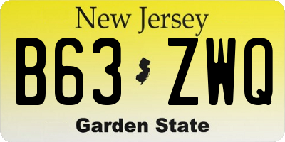 NJ license plate B63ZWQ
