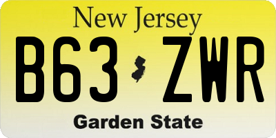 NJ license plate B63ZWR