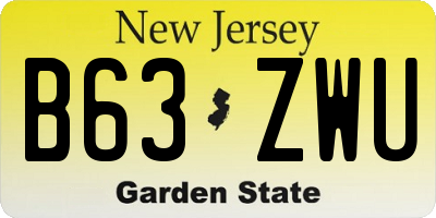 NJ license plate B63ZWU