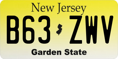 NJ license plate B63ZWV