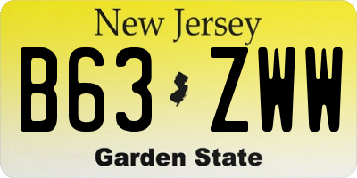 NJ license plate B63ZWW