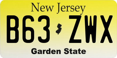 NJ license plate B63ZWX